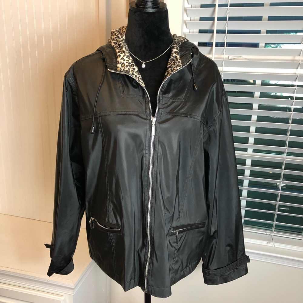 Axara cheetah print lined hooded jacket